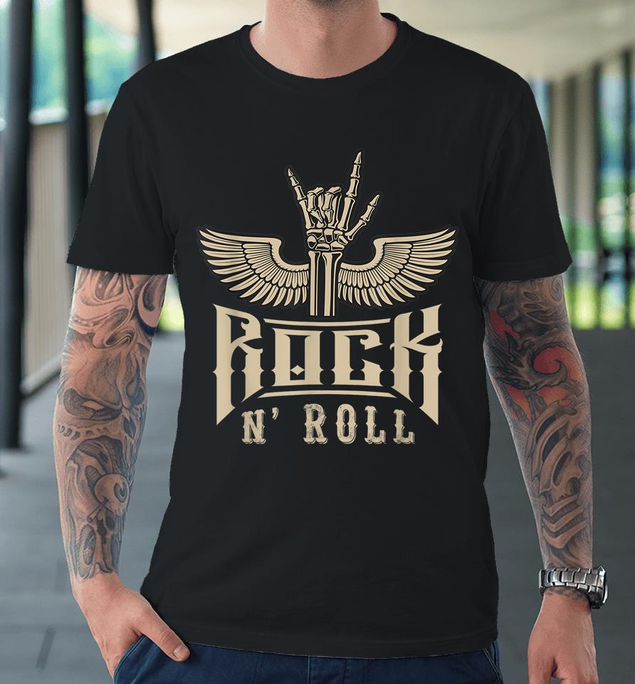 Skeleton Hand With Wings Rock N Roll Music Premium T-Shirt