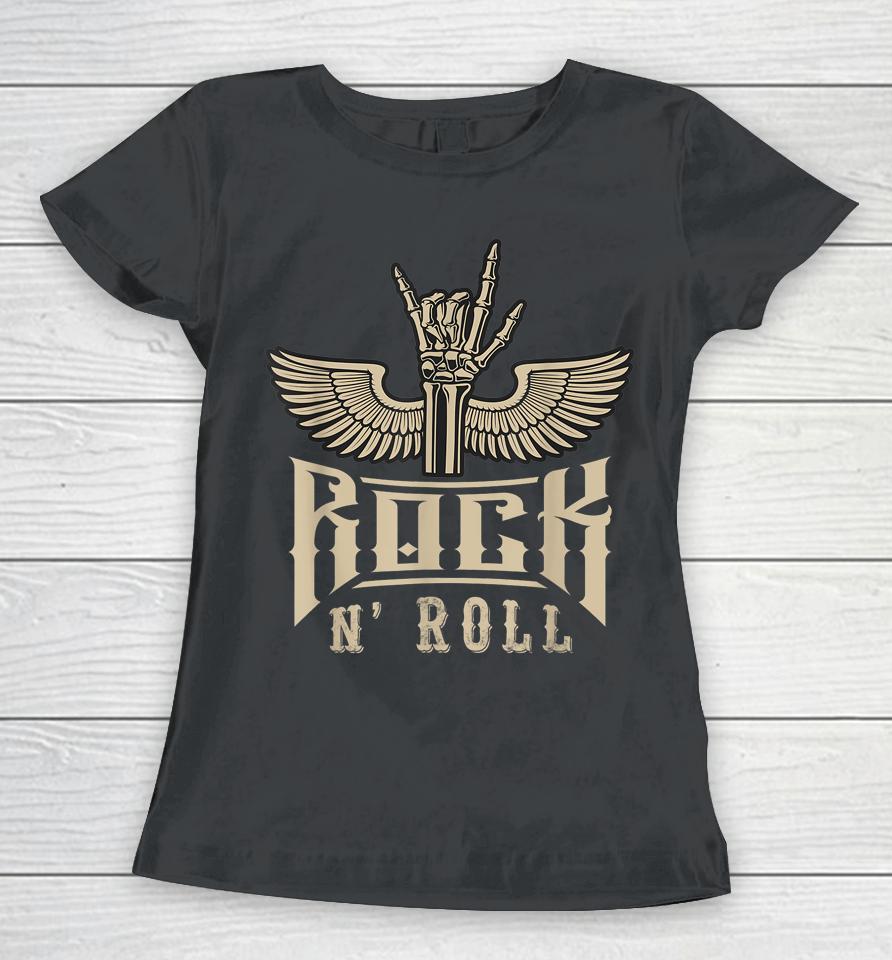 Skeleton Hand With Wings Rock N Roll Music Women T-Shirt
