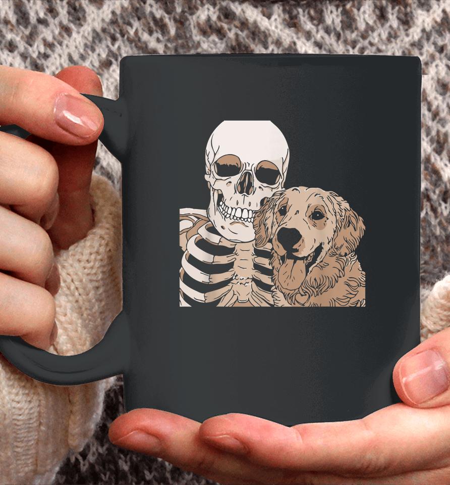 Skeleton Holding A Dog Shirt Lazy Halloween Costume Skull Coffee Mug