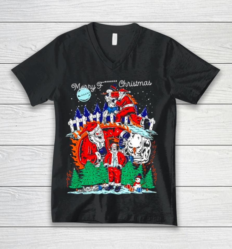 Skeleton Merry Fuck Christmas Unisex V-Neck T-Shirt