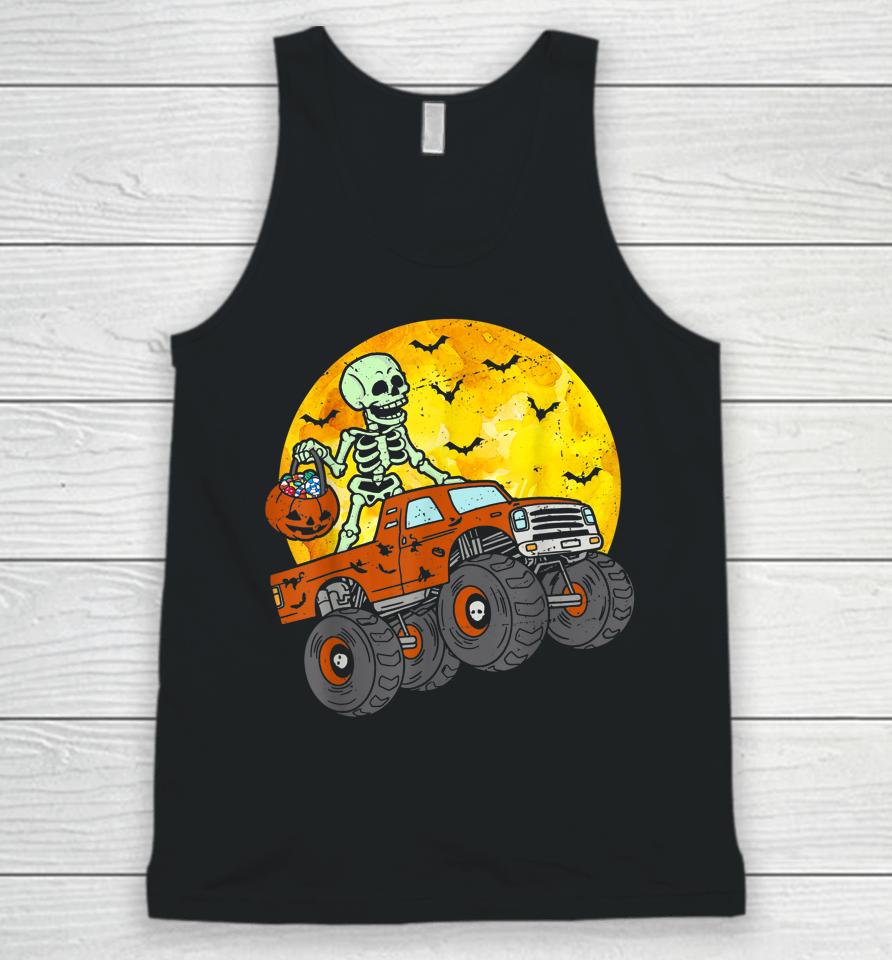 Skeleton Monster Truck Moon Candy Toddler Boys Halloween Unisex Tank Top