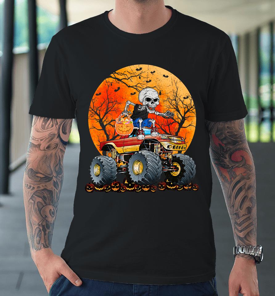 Skeleton Monster Truck Moon Candy Toddler Boys Halloween Premium T-Shirt