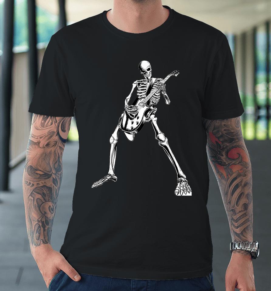 Skeleton Playing Guitar Premium T-Shirt