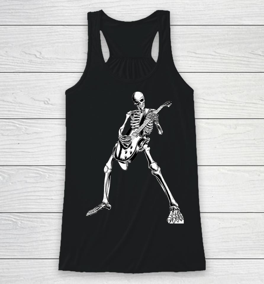 Skeleton Playing Guitar Racerback Tank