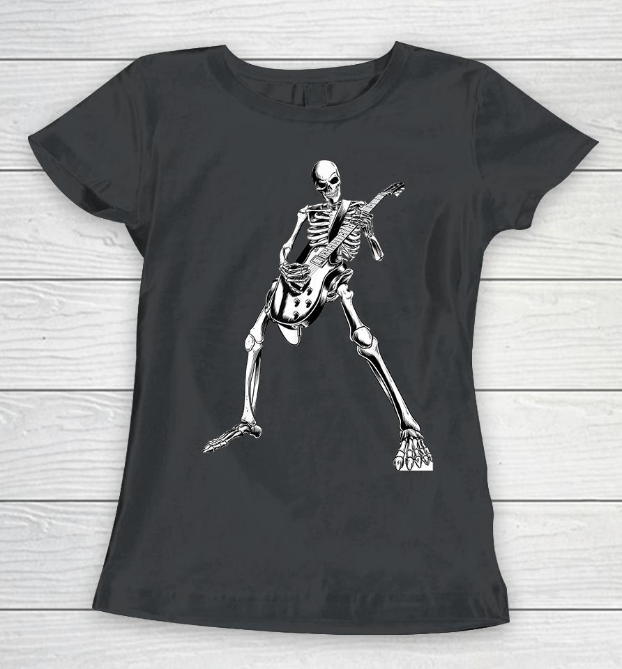 Skeleton Playing Guitar Women T-Shirt