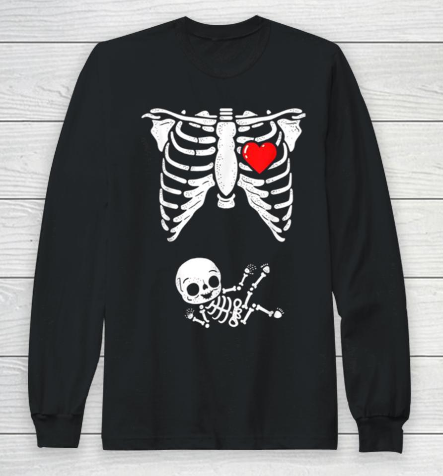 Skeleton Pregnancy Announcement Xray Halloween Long Sleeve T-Shirt