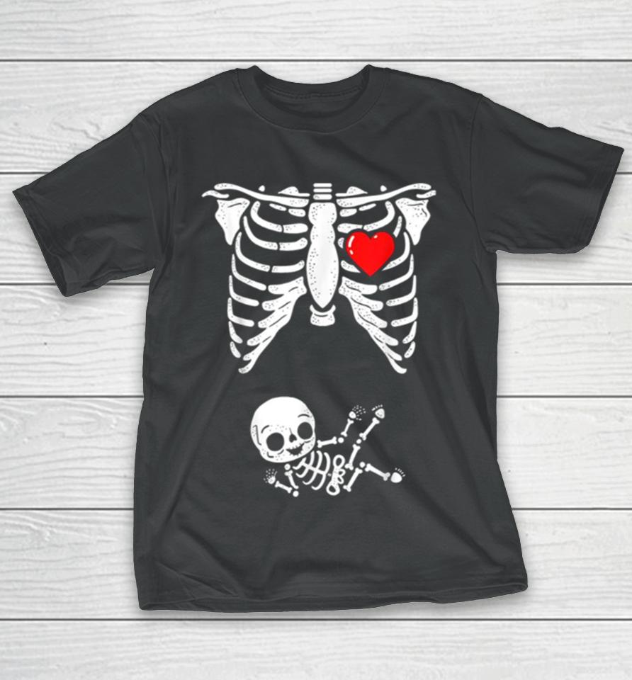 Skeleton Pregnancy Announcement Xray Halloween T-Shirt