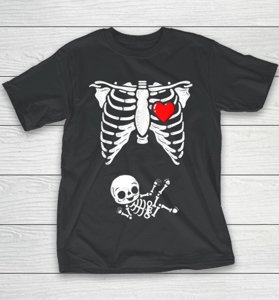 Skeleton Pregnancy Announcement Xray Halloween Youth T-Shirt