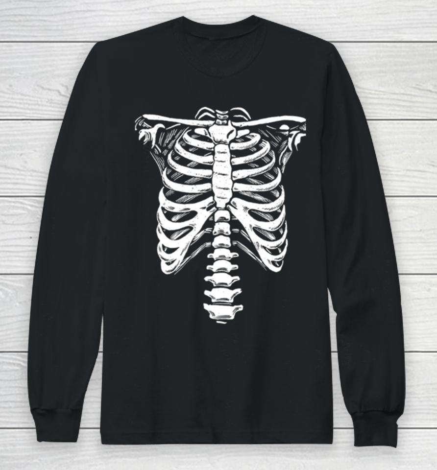 Skeleton Rib Cage Jumbo Print Novelty Halloween Long Sleeve T-Shirt