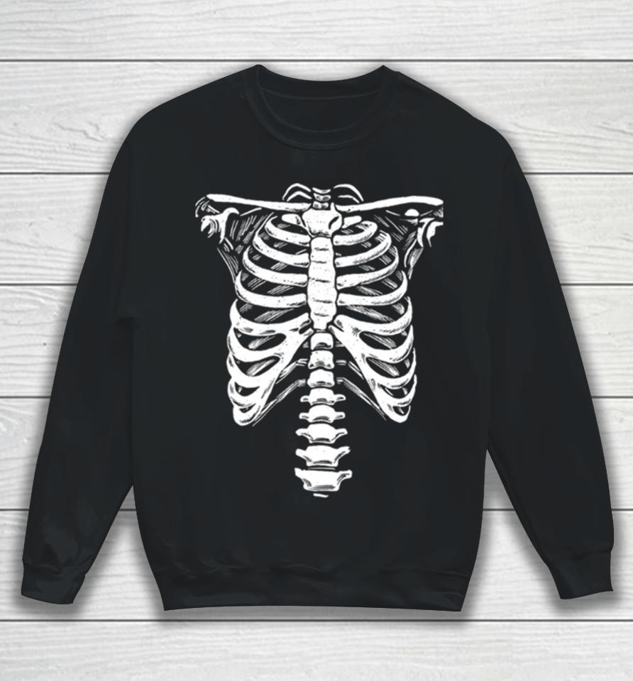 Skeleton Rib Cage Jumbo Print Novelty Halloween Sweatshirt