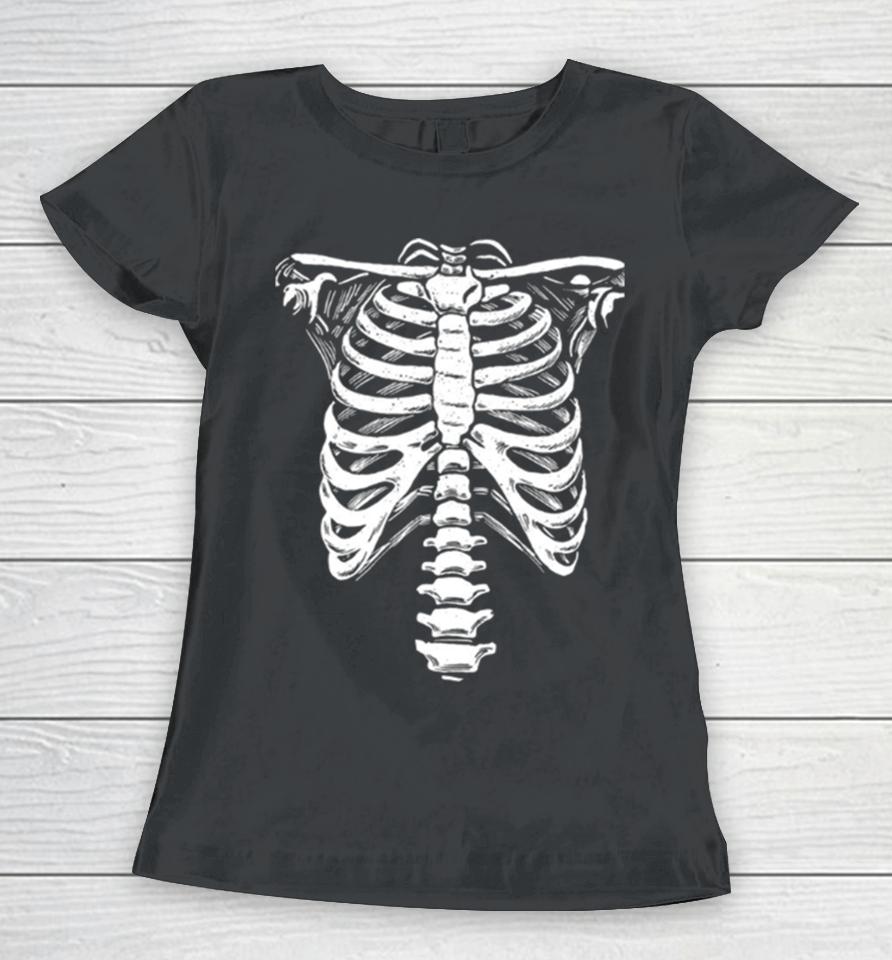 Skeleton Rib Cage Jumbo Print Novelty Halloween Women T-Shirt