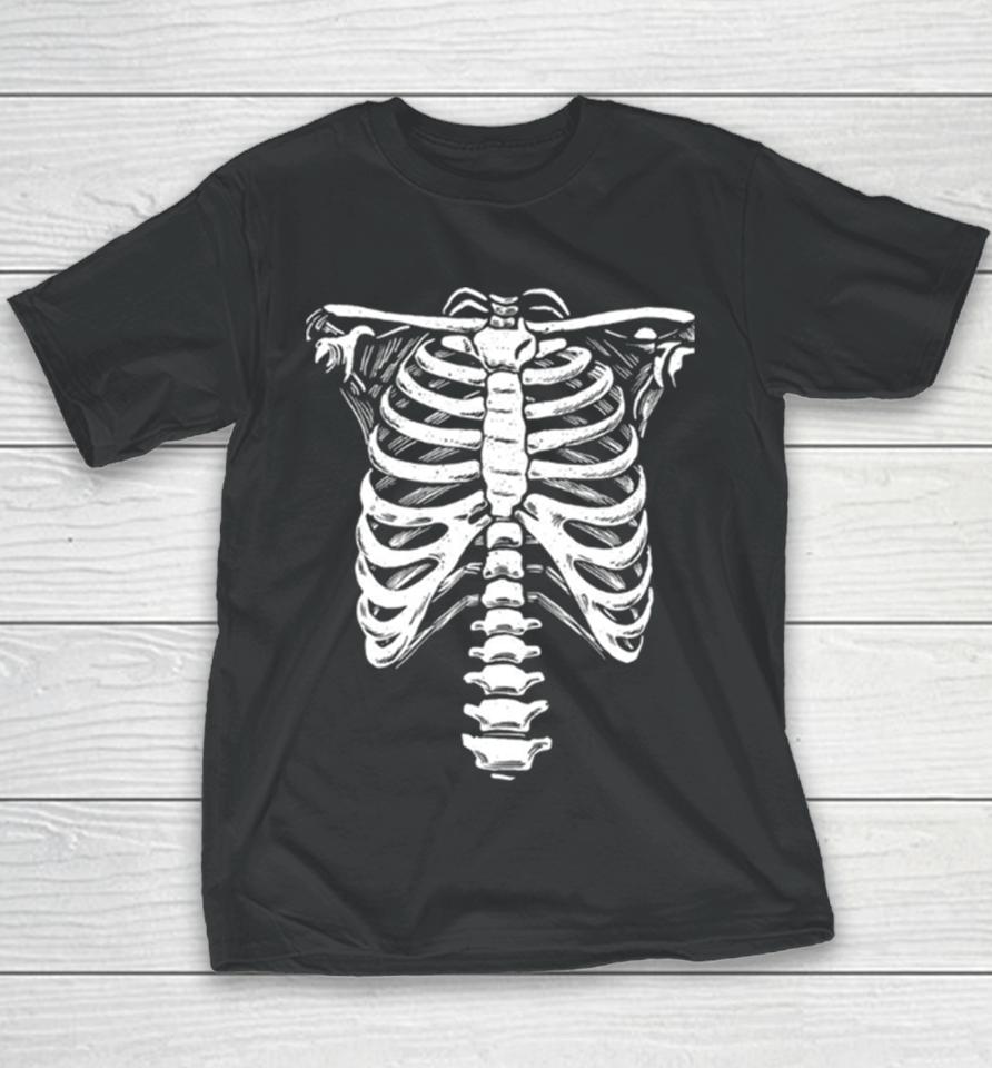 Skeleton Rib Cage Jumbo Print Novelty Halloween Youth T-Shirt