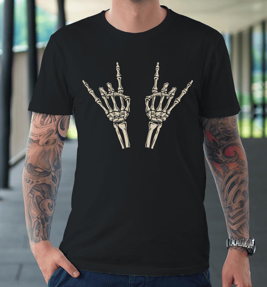 Skeleton Rocker Hands Halloween Premium T-Shirt