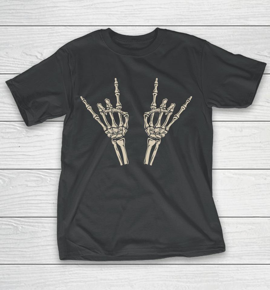 Skeleton Rocker Hands Halloween T-Shirt