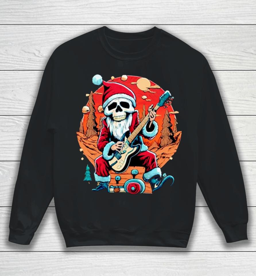 Skeleton Rocker Santa Christmas Vintage Retro Sweatshirt