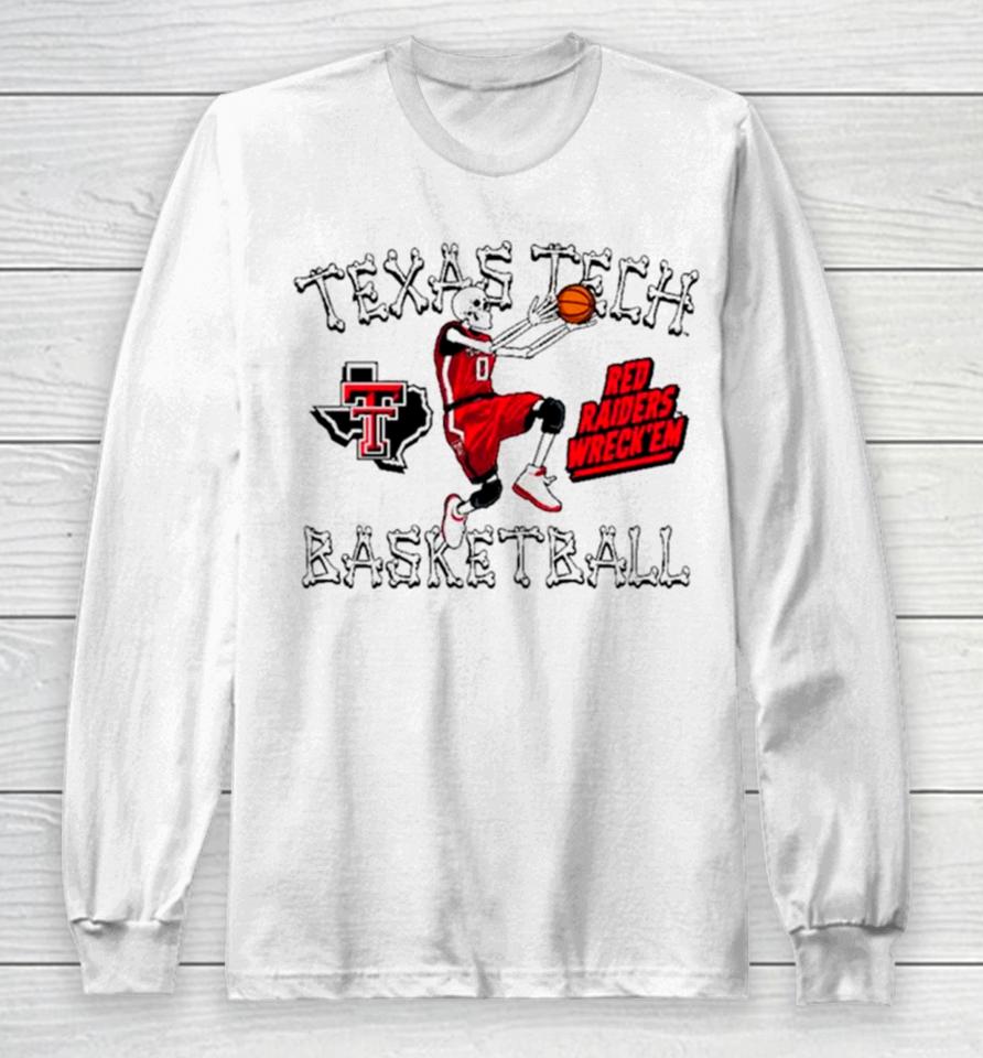 Skeleton Texas Tech Basketball Bones Long Sleeve T-Shirt