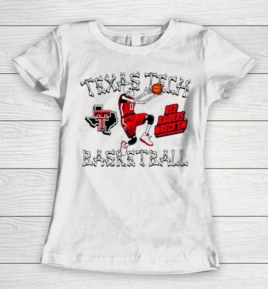 Skeleton Texas Tech Basketball Bones Women T-Shirt