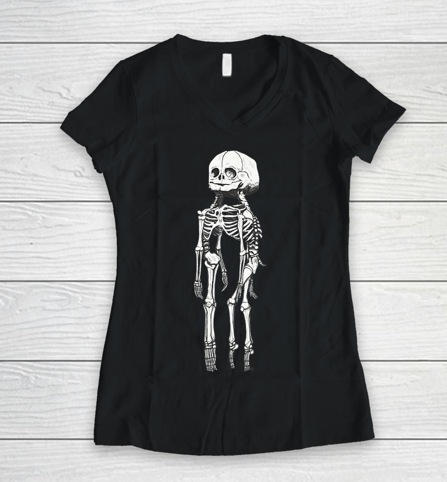 Skeleton Twin Anamoly Women V-Neck T-Shirt