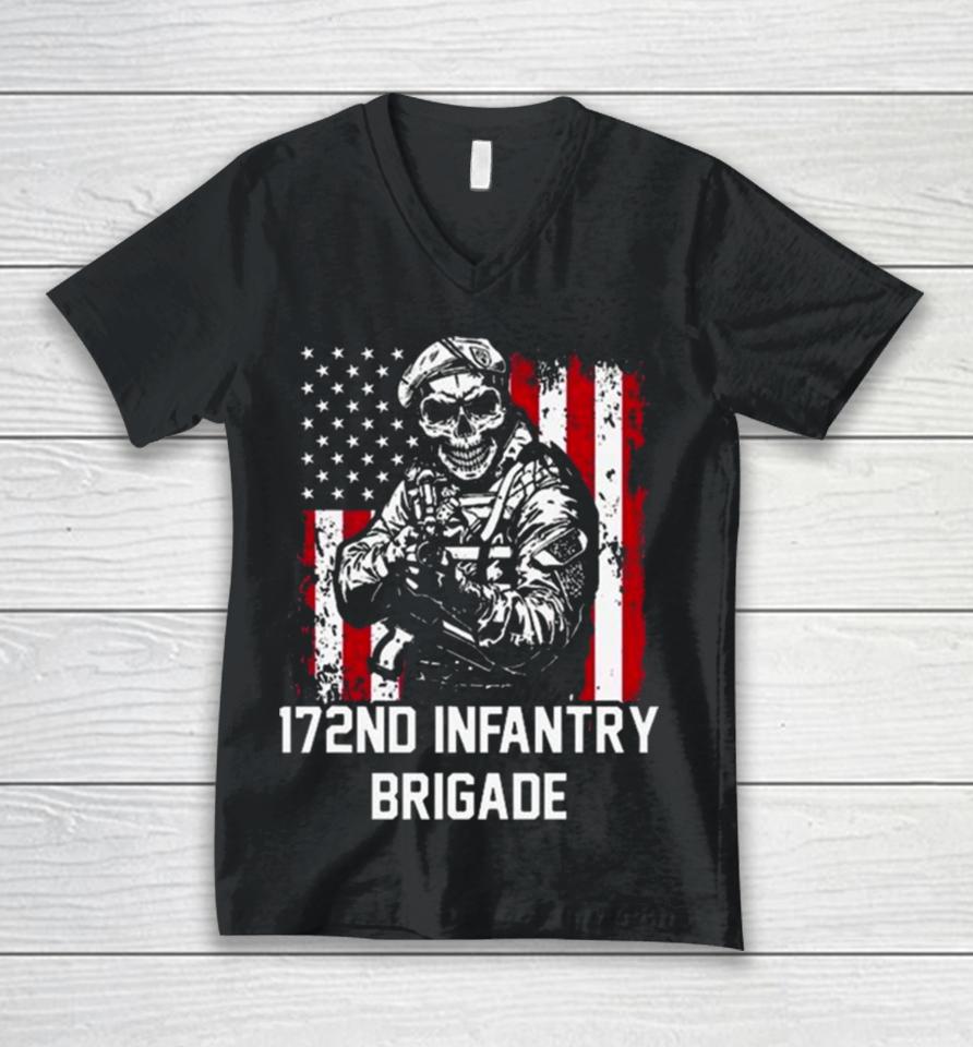 Skull 172Nd Infantry Brigade Usa Unisex V-Neck T-Shirt