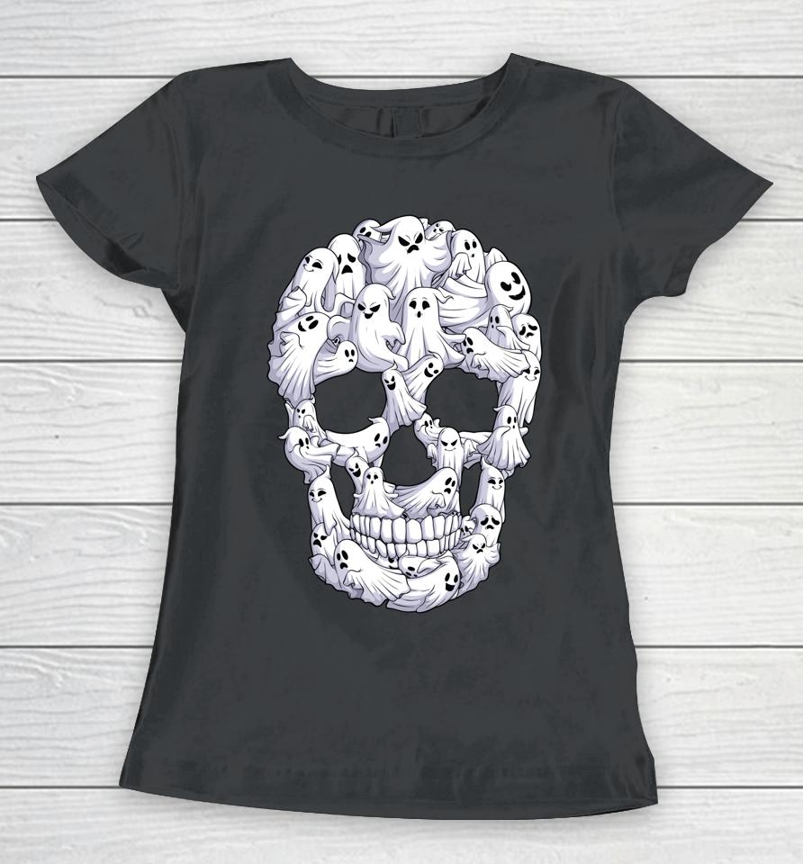 Skull Boo Ghost Halloween Women T-Shirt