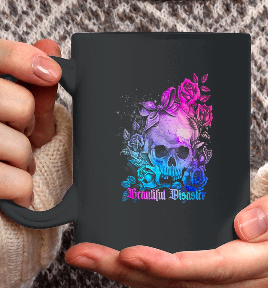 Skull Bow With Roses Beautiful Disaster Flowers Coffee Mug