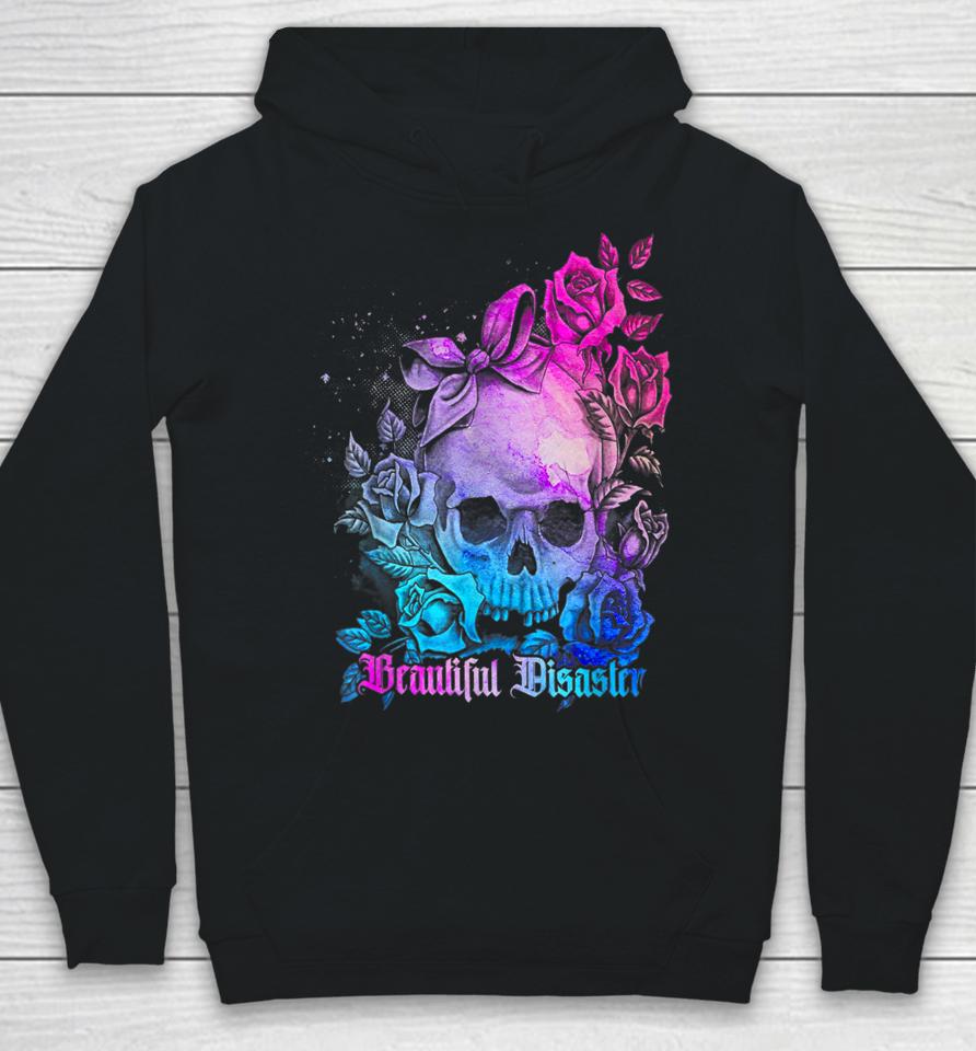 Skull Bow With Roses Beautiful Disaster Flowers Hoodie