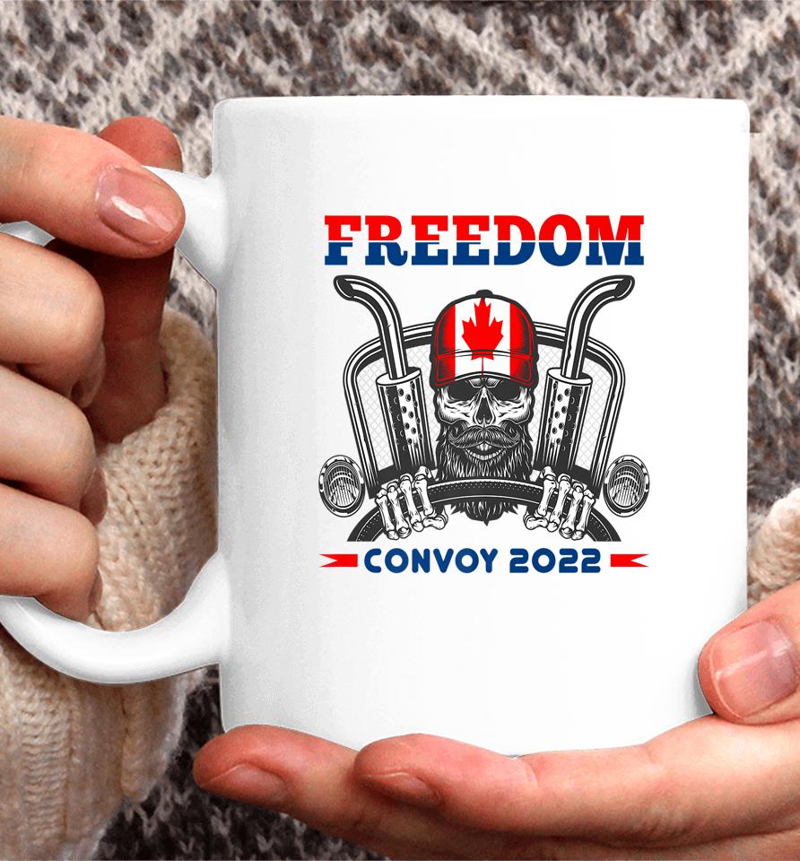 Skull Canadian Trucker Canada Flag Freedom Convoy 2022 Coffee Mug