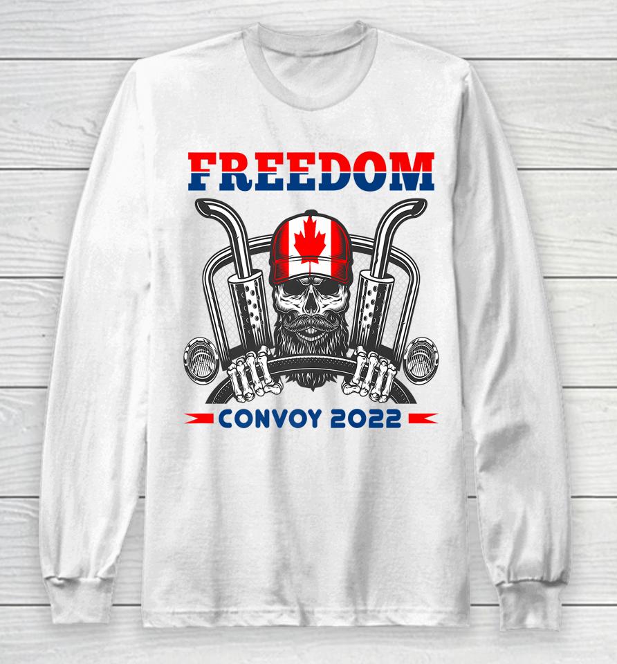 Skull Canadian Trucker Canada Flag Freedom Convoy 2022 Long Sleeve T-Shirt