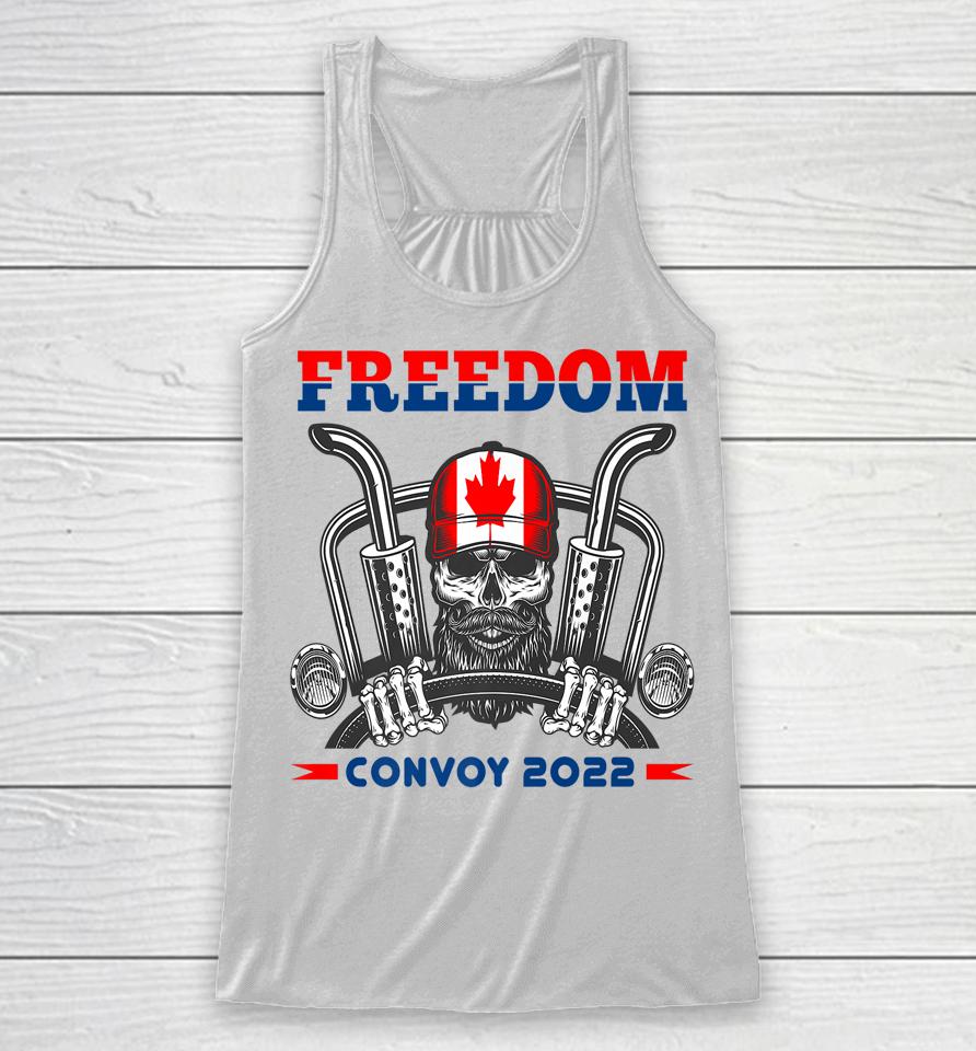 Skull Canadian Trucker Canada Flag Freedom Convoy 2022 Racerback Tank