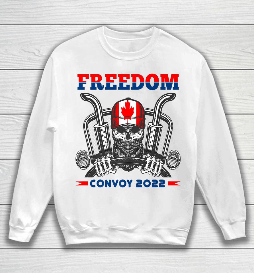 Skull Canadian Trucker Canada Flag Freedom Convoy 2022 Sweatshirt