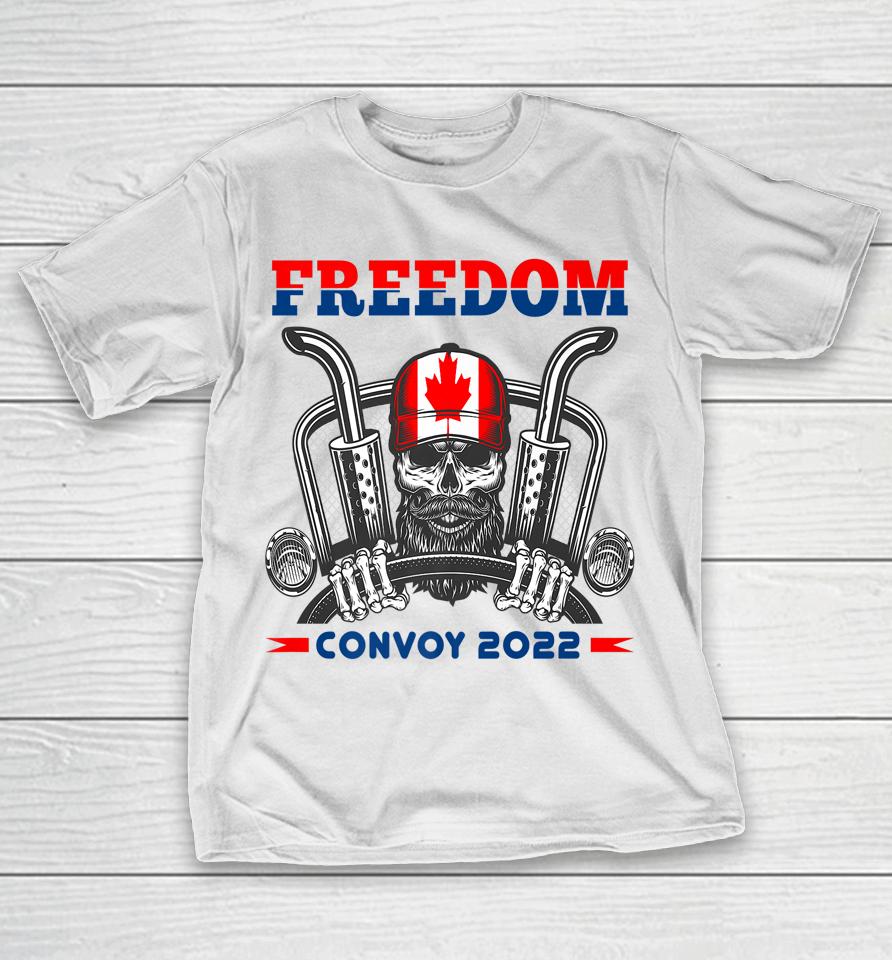 Skull Canadian Trucker Canada Flag Freedom Convoy 2022 T-Shirt