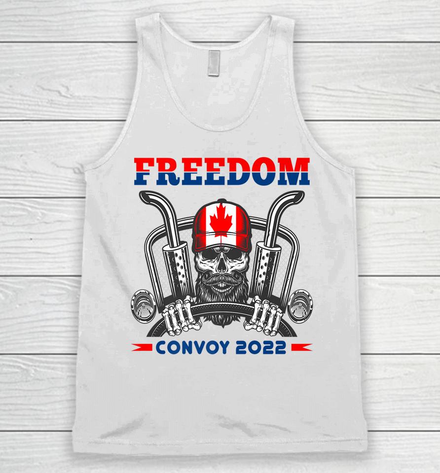Skull Canadian Trucker Canada Flag Freedom Convoy 2022 Unisex Tank Top