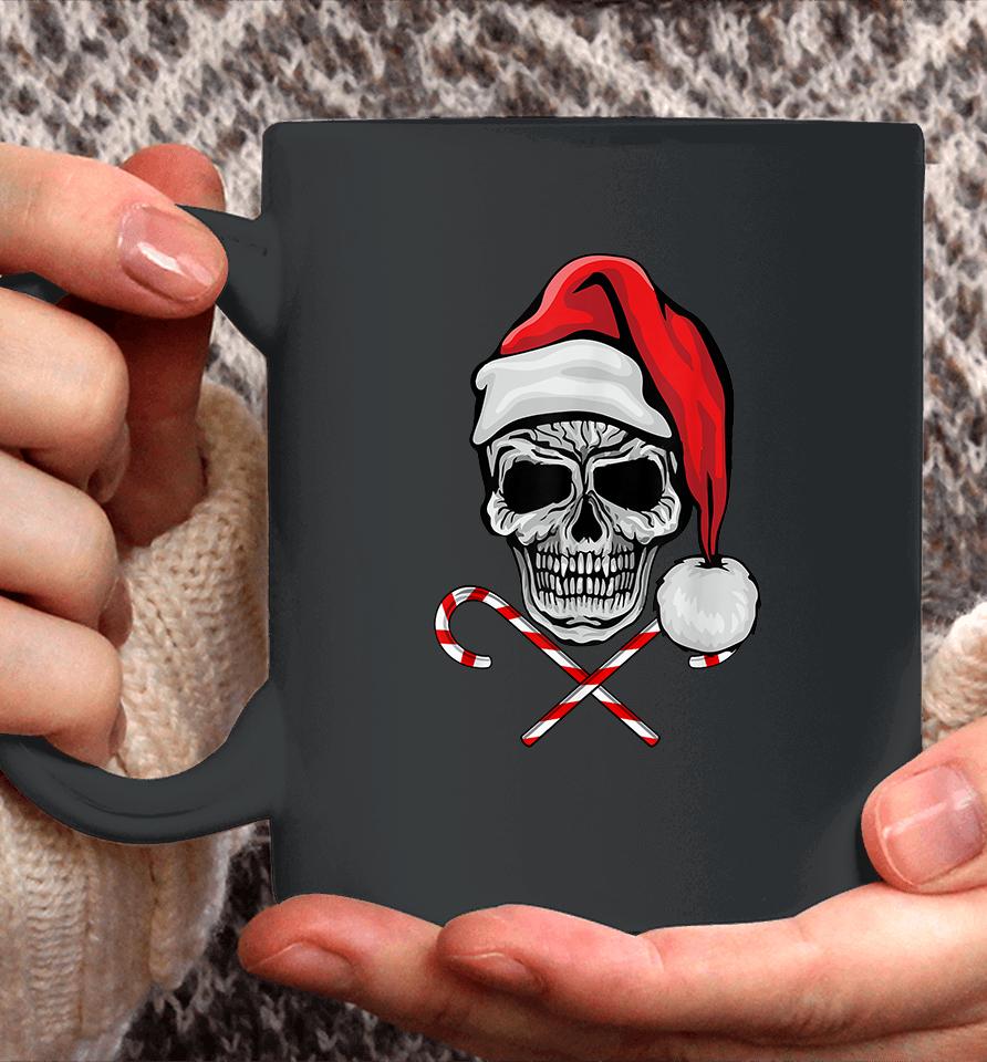 Skull Christmas Pajama Santa Candy Cane Coffee Mug