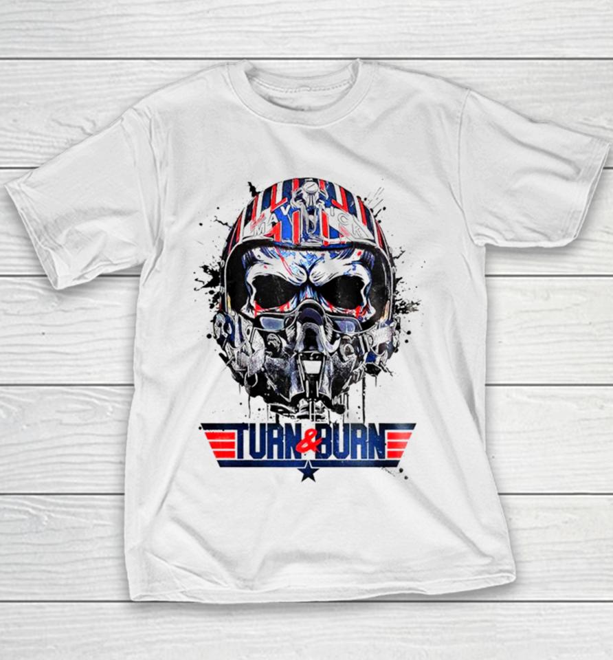 Skull Maverick Turn And Burn Youth T-Shirt