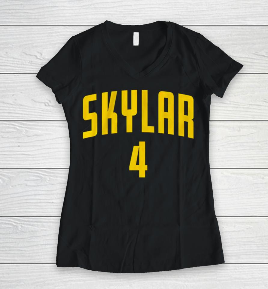 Skylar Diggins Smith Maryland Terrapins Number 4 Women V-Neck T-Shirt
