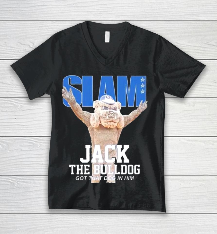 Slam Jack The Bulldog Got That Dog In Him Georgetown Mascot Unisex V-Neck T-Shirt