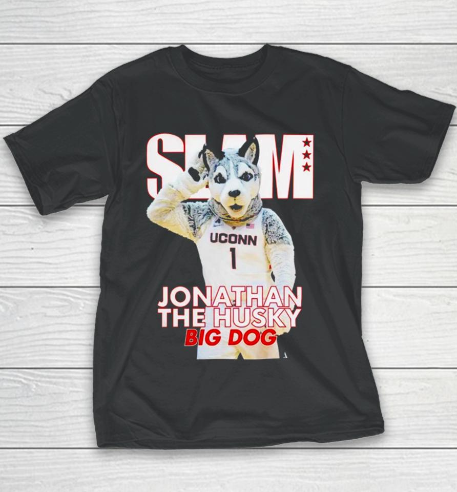 Slam Uconn Huskies Mascot Jonathan The Husky Big Dog Youth T-Shirt
