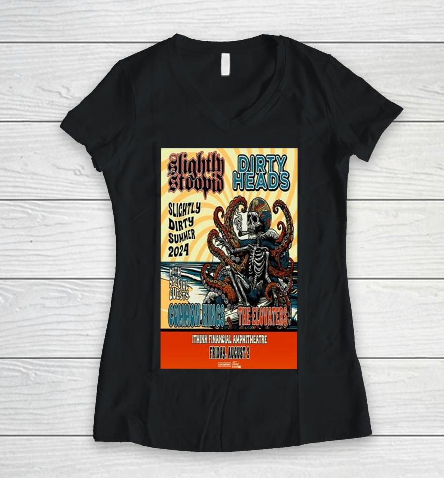 Slightly Stoopid &Amp; Dirty Heads August 2, 2024 Ithink Financial Amphitheatre West Palm Beach Fl Women V-Neck T-Shirt