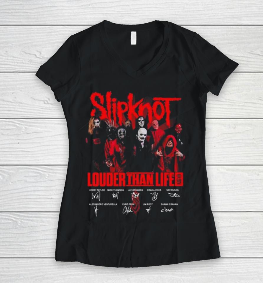 Slipknot Louder Than Life 2024 Signatures Women V-Neck T-Shirt