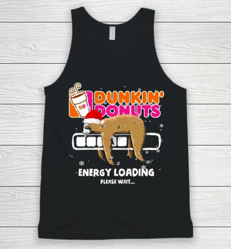 Sloth Santa Dunkin’ Donuts Energy Loading Please Wait Unisex Tank Top