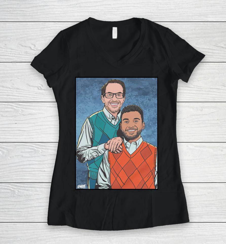 Smack Apparel Best Friends Step Brothers For Miami Football Fan Women V-Neck T-Shirt