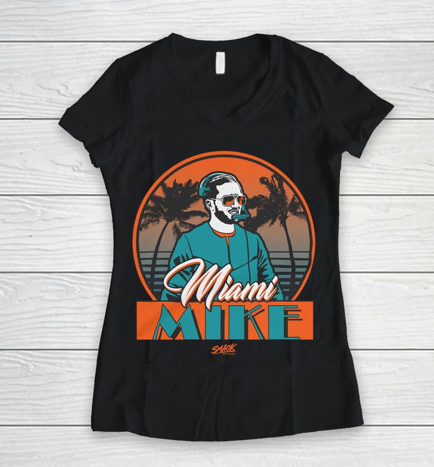 Smack Apparel Miami Mike For Miami Football Fans Women V-Neck T-Shirt