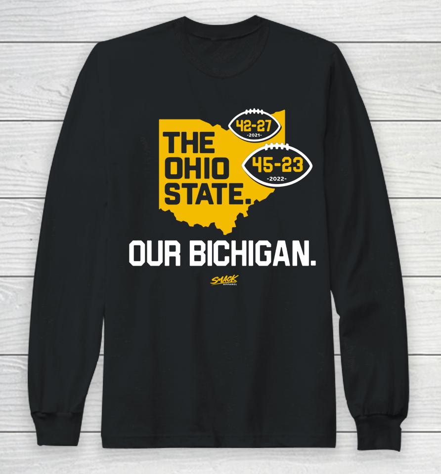Smack The Ohio State Our Bichigan Score Long Sleeve T-Shirt