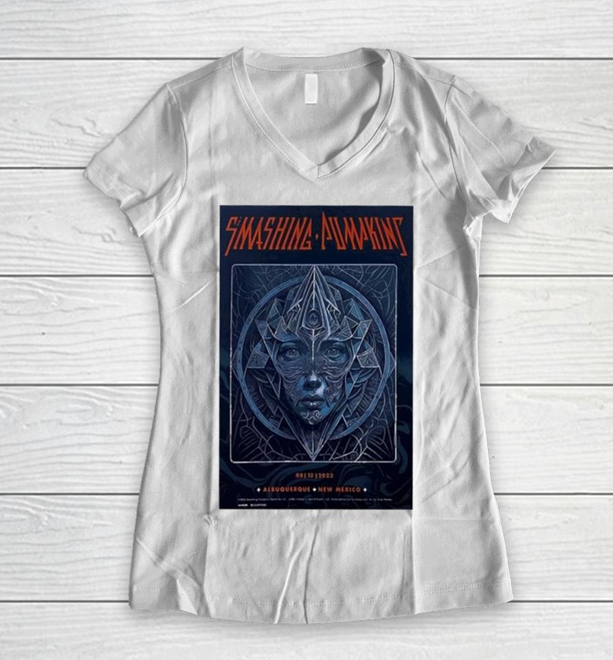 Smashing Pumpkins Rock Band Aleuqueque New Mexico August Tour 2023 Art Poster Design Women V-Neck T-Shirt
