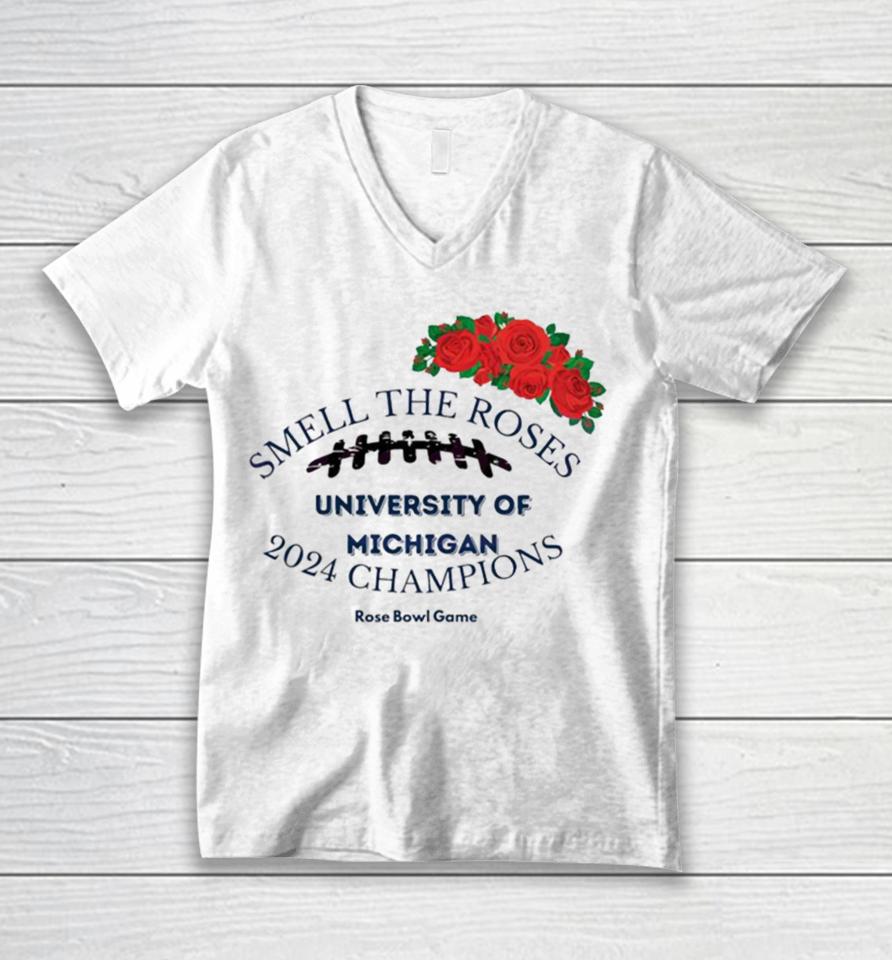 Smell The Roses University Of Michigan Champions Unisex V-Neck T-Shirt