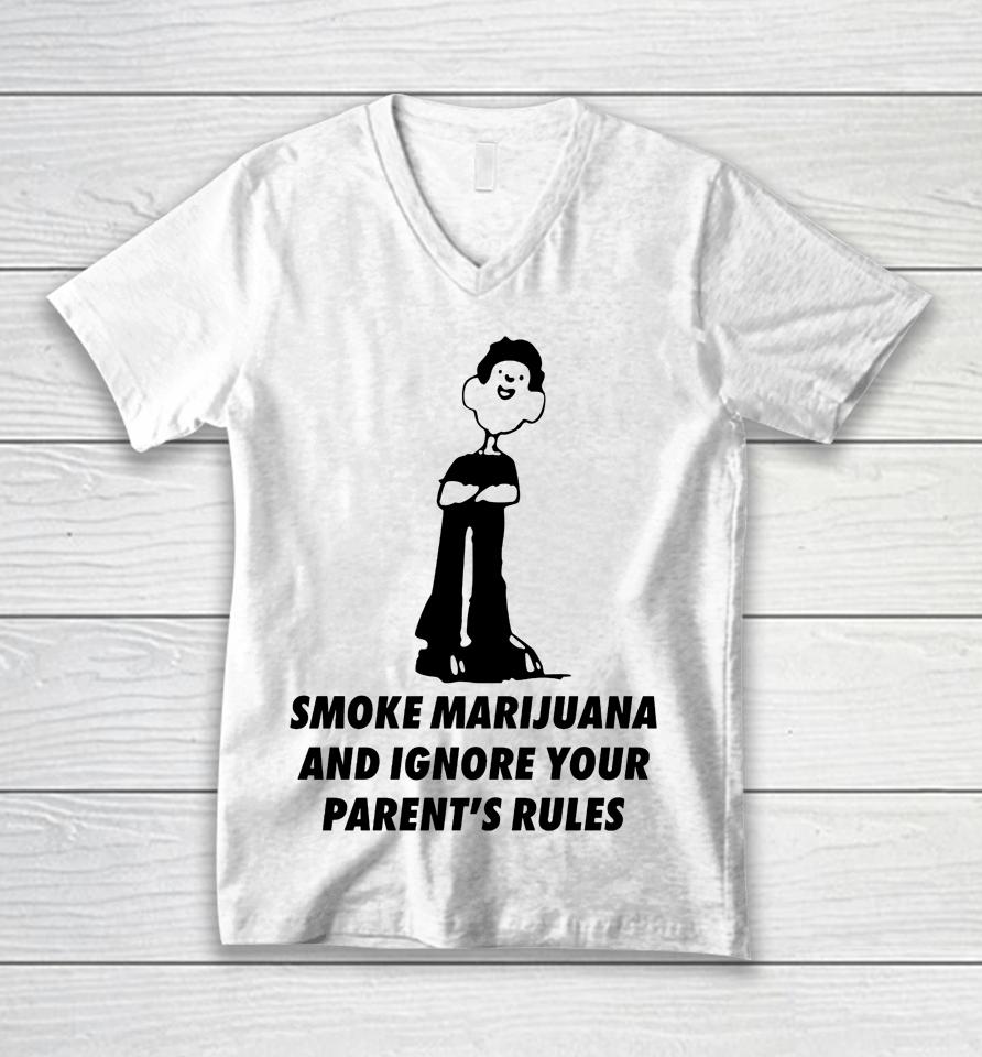Smoke Marijuana And Ignore Your Parent's Rules Unisex V-Neck T-Shirt