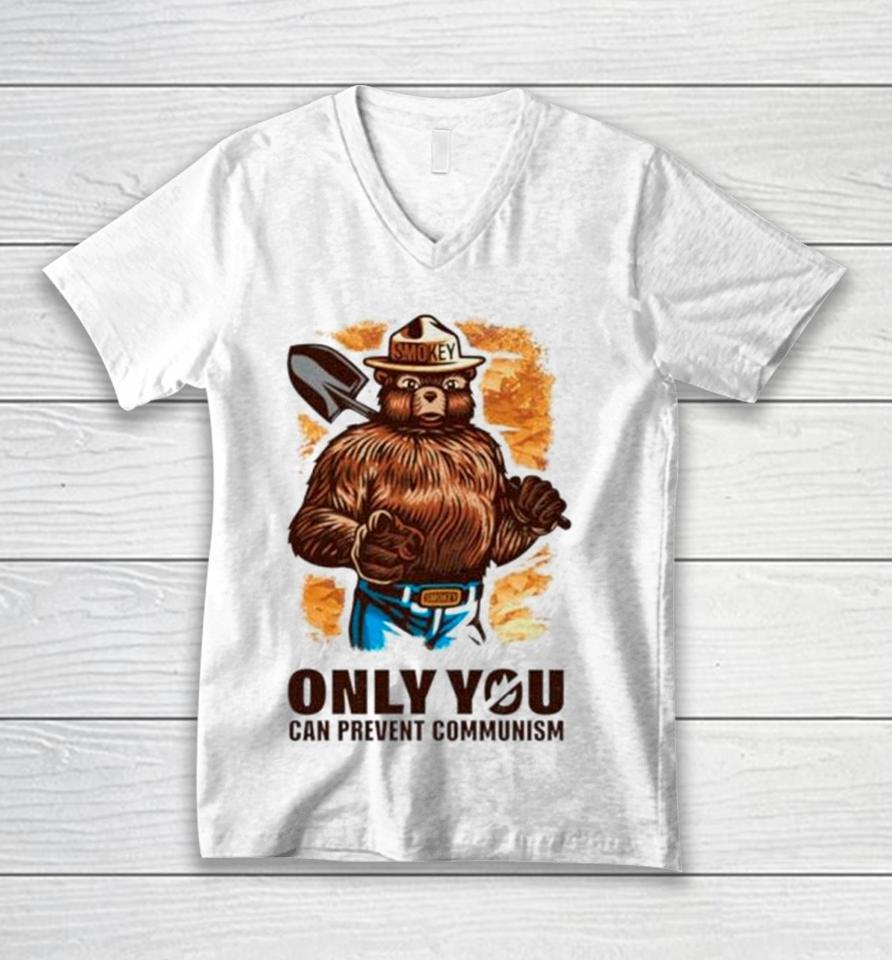 Smokey Bear Only You Can Prevent Communism Unisex V-Neck T-Shirt