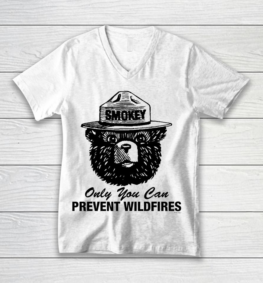 Smokey Bear Only You Can Prevent Wildfires Unisex V-Neck T-Shirt