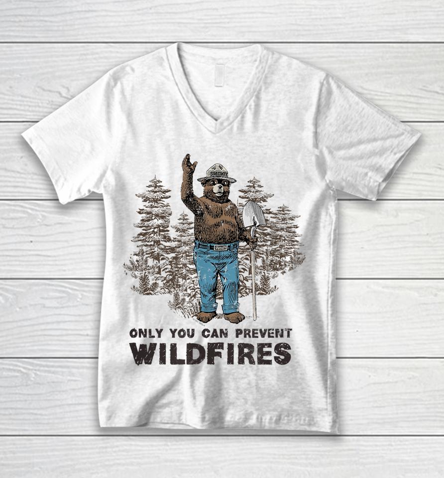 Smokey Bear Only You Can Prevent Wildfires Unisex V-Neck T-Shirt