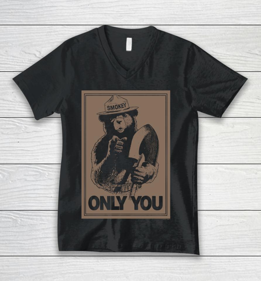 Smokey Bear Only You Poster Unisex V-Neck T-Shirt